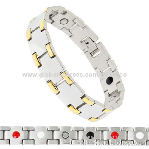 Fashion Style Gold-plated 316L Stainless Steel Bracelet with 5-in-1 Healthy Elements